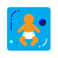 Flat color icon newborn. Concept of childhood, custody, family, parenthood